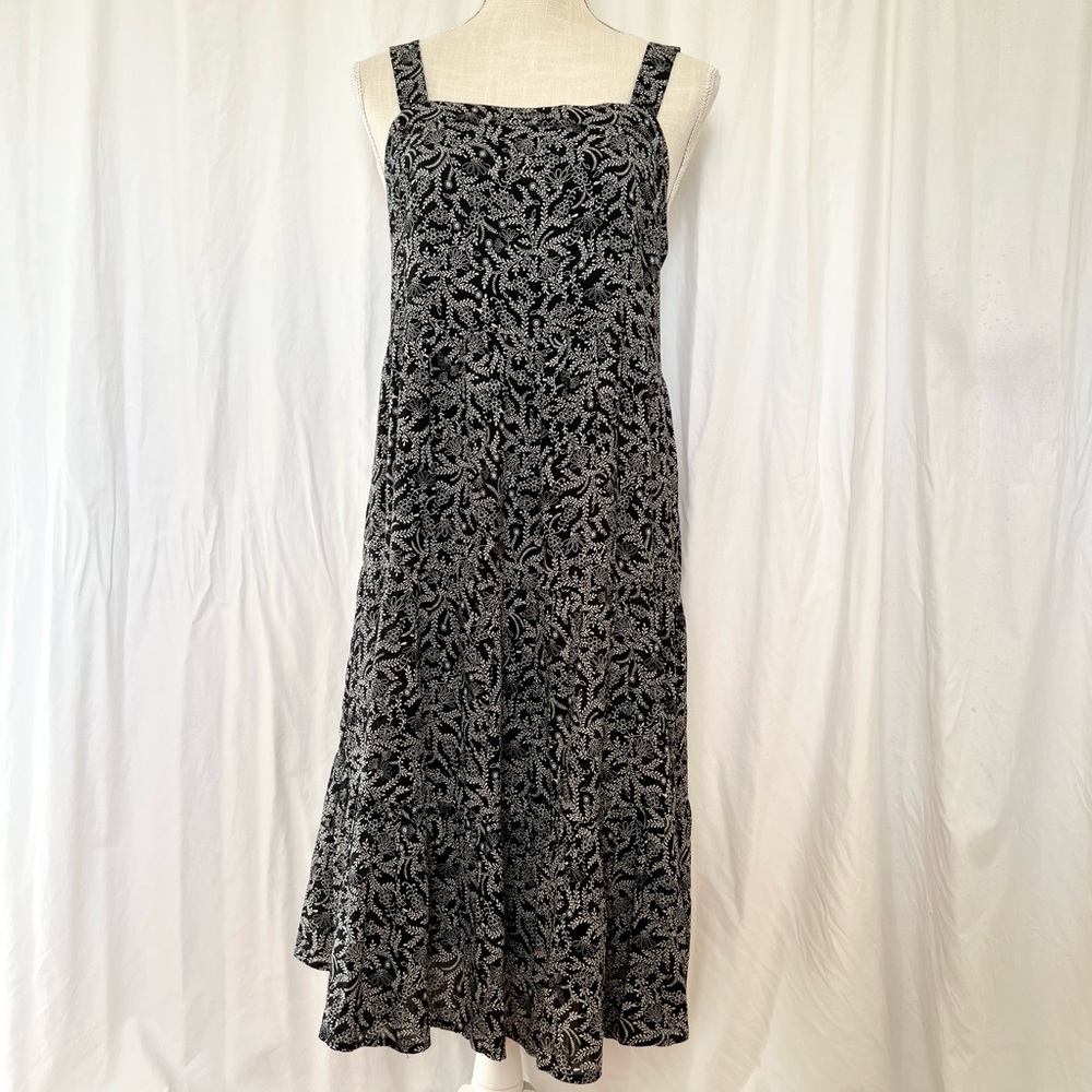 NWT Old Navy Sleeveless Tiered Midi Dress Black Floral MEDIUM PETITE